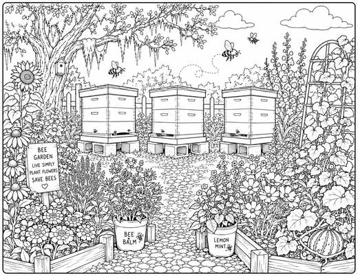 The Bee Garden coloring page