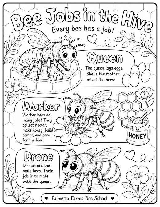 Bee Jobs in the Hive coloring page