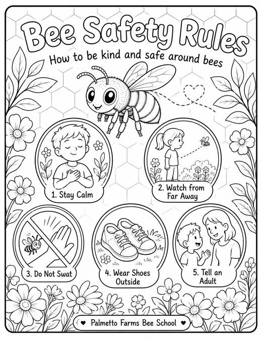 Bee Safety Rules coloring page