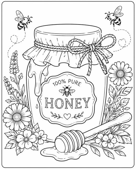 Pure Honey Jar coloring page