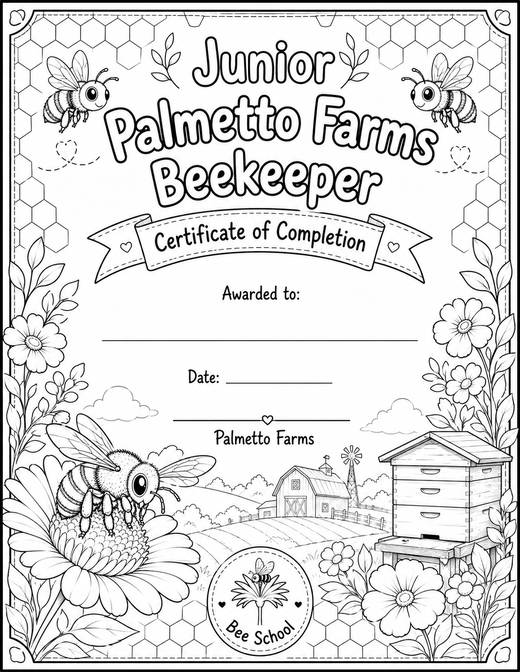 Junior Beekeeper Certificate coloring page