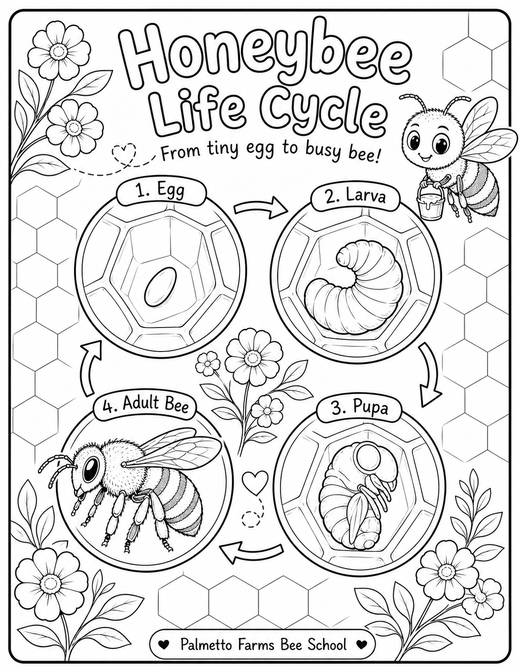 Honeybee Life Cycle coloring page