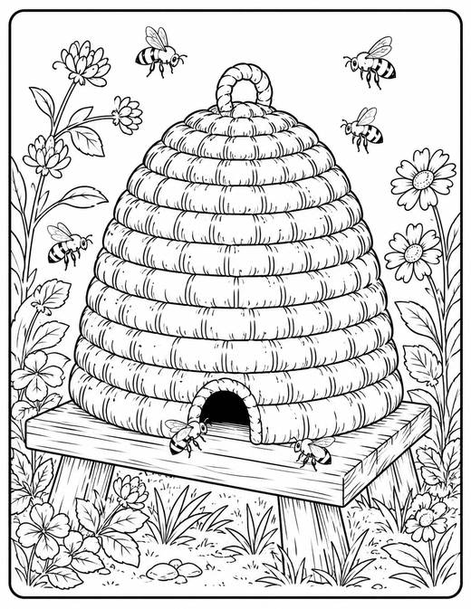 The Skep Beehive coloring page